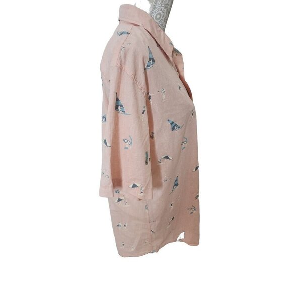 Ocean Current Shirt Short Sleeve Pink Beach Scene Button Down NWT Men's Large - Picture 4 of 6